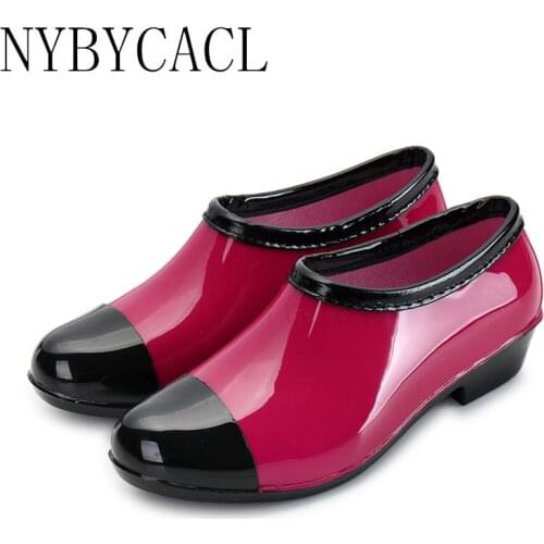 Platform Fashion Rain Boots Womens Shallow Water Shoes Waterproof Rain Shoes Non-Slip Water Boots Rubber Shoes Woman galoshes