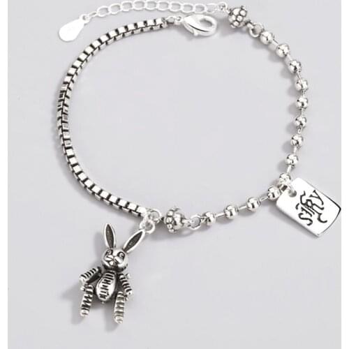 Sole Memory Retro Hip Hop Mechanical Rabbit Cool 925 Sterling Silver Female Resizable Bracelets SBR261