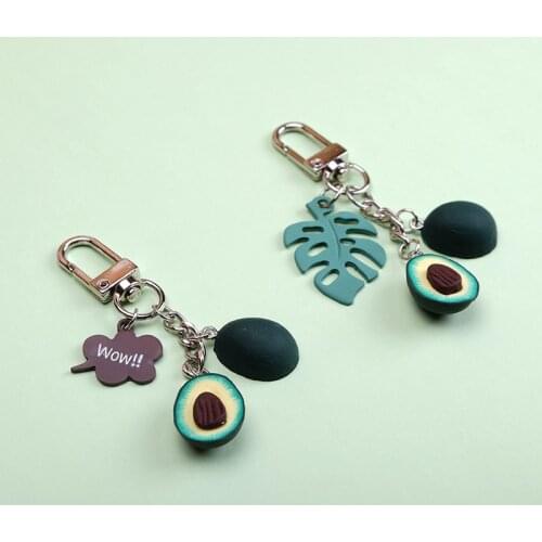 Simulated Fruit Avocado Keychain Heart Shaped Keychains Jewelry Women Keyrings Couple Pendant Fashion Cute Christmas Gift