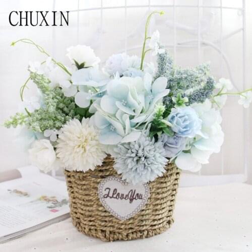 European-style Holding Bouquet Simulation Flower Rose Hydrangea Home Wedding Decoration Bride Holding Bouquet Valentine Decor