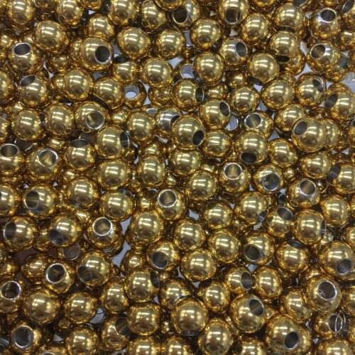 Hot 4mm/6mm/8mm Charm Beads 100PCs Stainless Steel Beads 2-3mm Hole Silver Tone Round Metal Beads For DIY Necklace & Bracelet