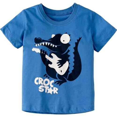 Little Maven New Summer Kids Clothing Short O-neck Blue Cartoon Guitar Printed Knitted Cotton Quality Boys Casual Tshirts Tee