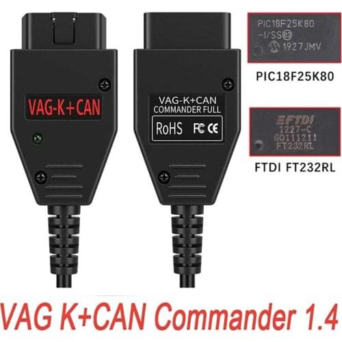 VAG K+CAN K Can Commander 1.4 PIC18F25K80 FTDI OBD OBD2 Car Diagnostic Auto Tool Scanner cable For VW/Audi Odometer Correction