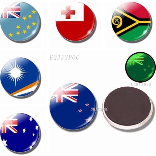 Flag souvenir Fridge Magnets Luminous Oceania New Zealand Australia Vanuatu Tuvalu Marshall Islands Tonga Refrigerator Decor