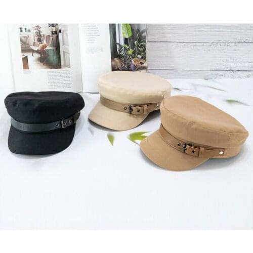 Hot Selling Hats For Women Autumn Winter Hats Unisex Newsboy Hat Cotton Belt Decoration Flat Top Wide Brim Windproof Cap Female