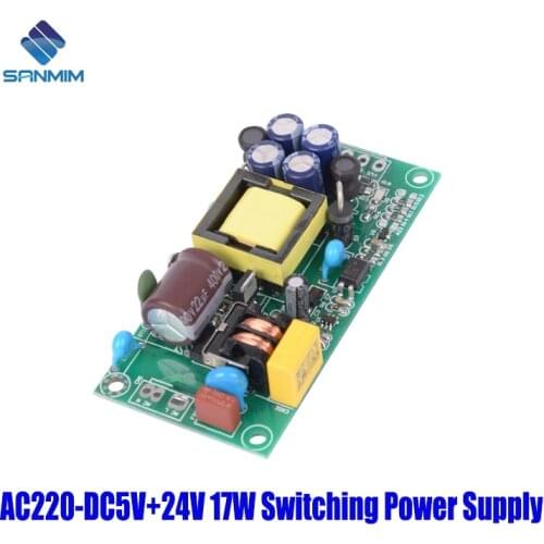 SANMIN AC220V-DC5V+24V 0.6A+0.6A 17W Power supply Isolated switch power supply module 220 to 5v+24V bare board DLL17A5V+24V