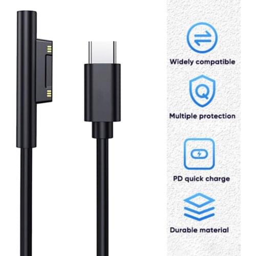 Tablet Fast Charging USB Type-C Power Supply for Microsoft Surface Pro 7 3 4 5 6 15V 3A PD Tablet Charger Adapter Cable Cord