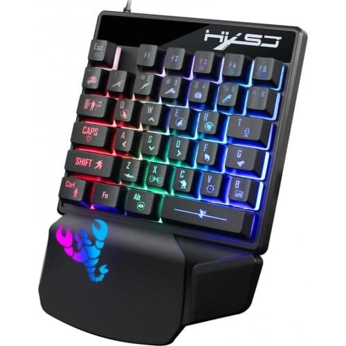 HXSJ V400 Keyboard and Mouse Combo RGB Lighting Programmable Gaming Mouse+One-handed Game Keyboard 35 Key