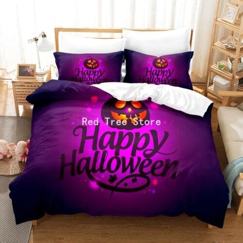 Halloween Party Theme Bedding Sets Pumpkin Bat 3D Print Duvet Cover Bedclothes Twin/Full/King/Queen Size Comforter for Kids Baby
