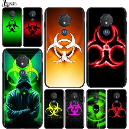 Red biohazard for Motorola G9 G8 G E7 E6 One Play Marco Hyper Fusion Stylus Power Edge Plus Black Phone Case