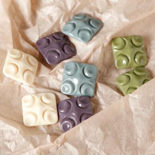 Beauty of Architecture Series Design Sense Custom Color Resin Square Patch DIY Handmade Earrings Ornament Accessories 4pcs