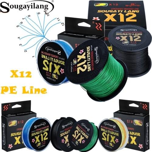 Sougayilang X12 12-strand Braided Fishing Line 150M 350M 550M Multifilament PE Wires Salt Water Fresh Water Fishing Tackle Tools