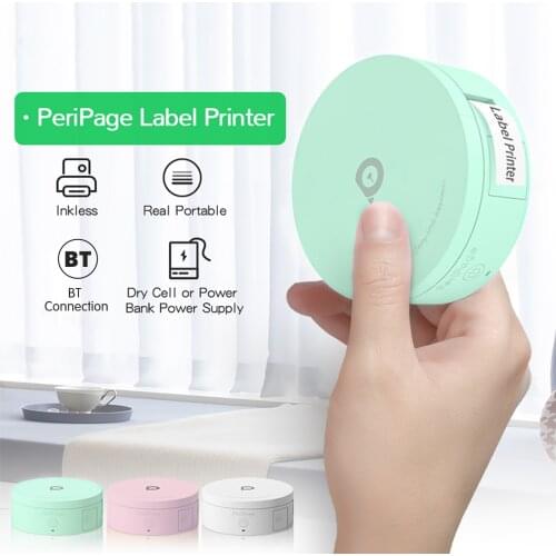 PeriPage L1 Printer Mini Pocket Bluetooth Label Maker Sticker Inkless Portable Thermal Label Printer add 1 Roll White Paper Tape