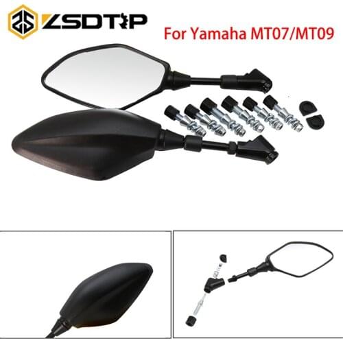 ZSDTRP Motorcycle Rearview Mirror Hexagon Side Mirrors For Yamaha MT07 MT09 M8 M10