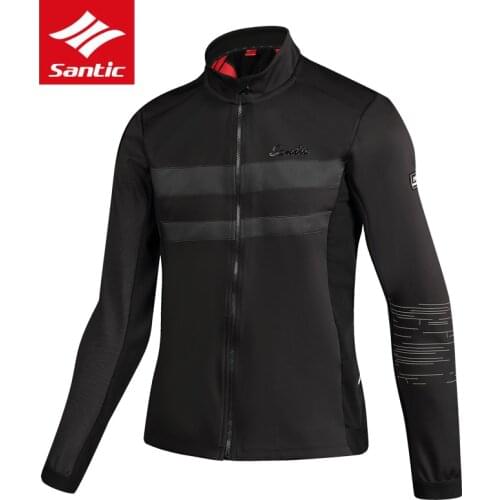 Santic 2018 Men Bicycle Cycling Thermal Jackets Autumn Winter Keep Warm MTB Road Bike Jacket Outdoor Sport Windproof Coat Black