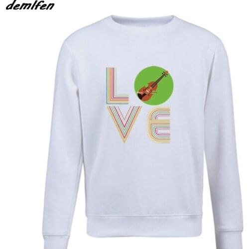 Men pullover O-Neck Fleece Mens Music Hoodie Love Violin Instrument Birthday Gift Festival Sweatshirts Hip Hop Coat Tops