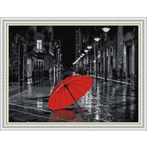 The streets after the rain cross stitch kit aida 14ct 11ct count print canvas stitches embroidery DIY handmade