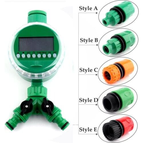 5 Style LCD Display Watering Timer Set Electronic Home Garden Irrigation Controller Water Timer with Y-Style Quick Connectors