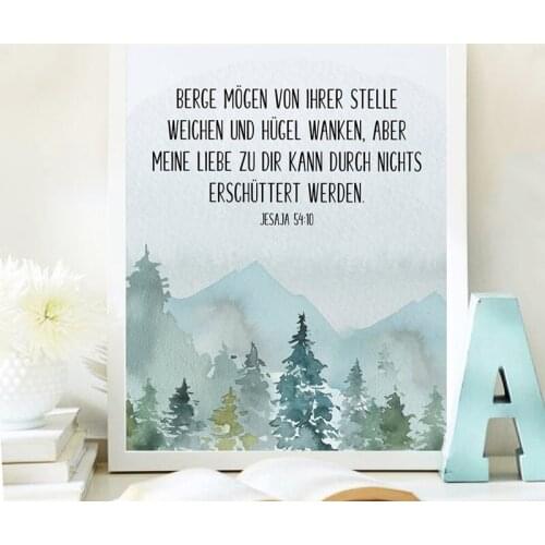 German Bible Verse Quote Isaias 54 10 Scripture Wall Art Canvas Print Minimalist Painting Picture Living Room Bedroom Wall Decor