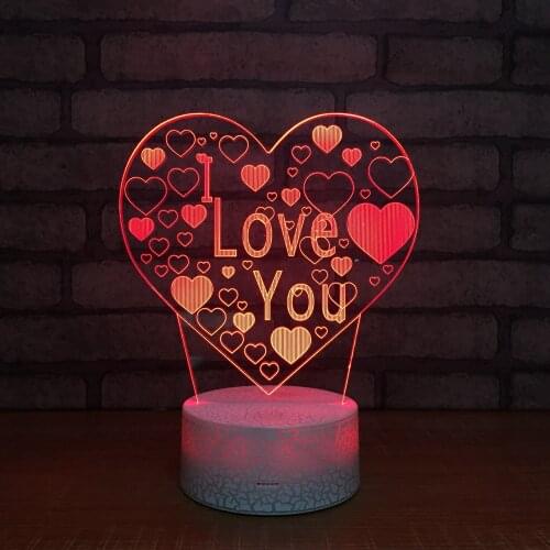 Series Heart 3D Night Light Colorful LED Touch/Remote Control Table Lamp USB Novelty Illusion Gift Home Decor
