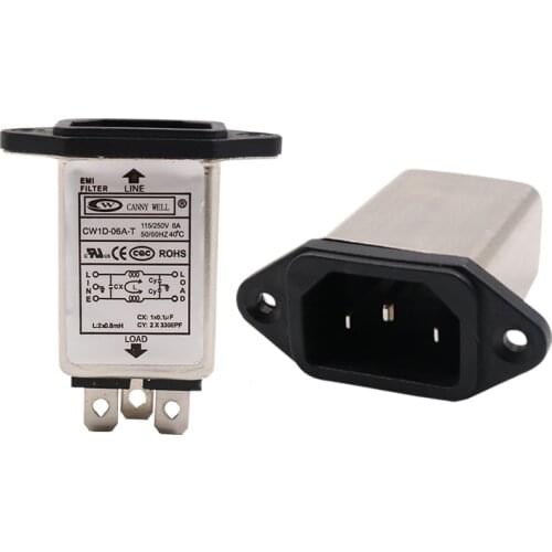 220V Single Phase EMI Socket Type 50HZ Filter CW1D 3A Power Supply 6A AC 10A Purification T
