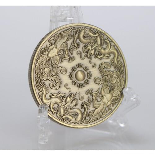 Chinese Style Dragon and Phoenix Commemorative Coin Gifts Crafts Collection Home Decoration