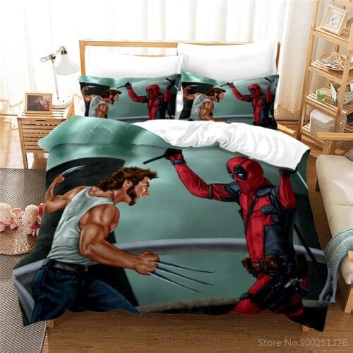 Wolverine Deadpool 3D Bedding Set Disney Cartoon Comforter Cover with Pillowcase Set Duvet Cover Set Twin Full Queen King Size