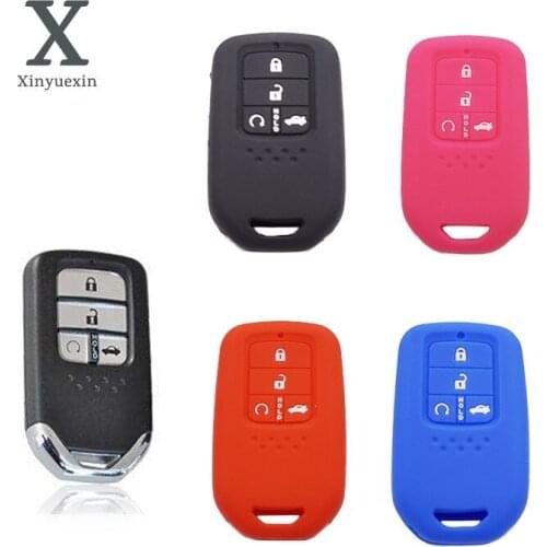 Xinyuexin silicone car key fob cover case shell holder protect for Honda 2016 2017 Pilot Accord Civic CRV Freed 4 button keyless