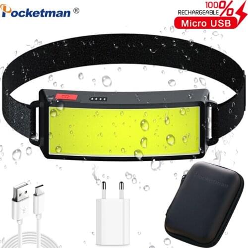 40000LM Strong Power COB LED Headlight Portable USB Rechargeable Headlamp Waterproof Head Lamp Built-in Battery Head Lights