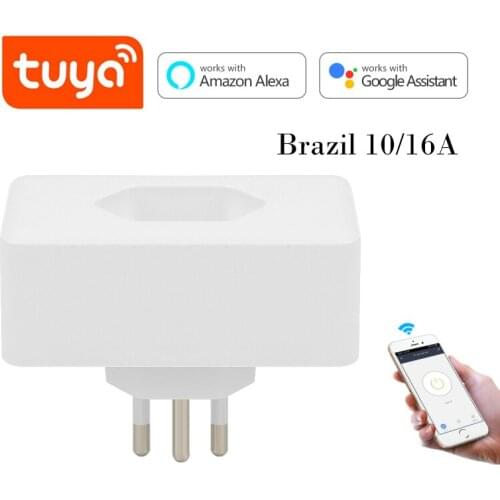 10/16A Tuya Wifi Smart Socket Brazil Plug Tuya/smart Life APP Remote Control Voice Control Work With Alexa Google Home IFTTT