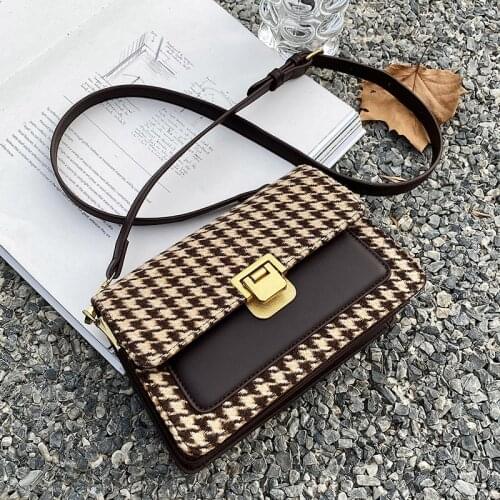 VeryMe Leather Woolen Plaid Shoulder Womens Bag High Quality Female Brand Messenger Pack Lady Purses and Handbag Borse Da Donna