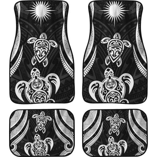 Marshall Island Universal Foot Carpet Tribal Turtle Print Auto Interior Accessories No Slip Soft Fannel SUV Truck Mat