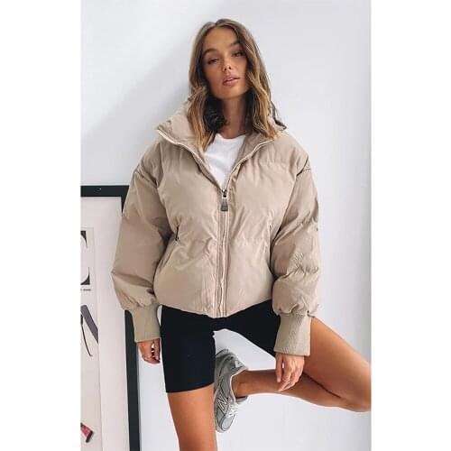 Za Womens Winter Down Jackets Warm Padded Solid Stand Collar Cotton Jacket Women Coat Ladies Jackets Casaco Feminino Parkas