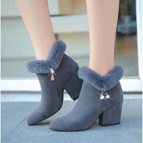 Winter High Heels Women Boots High Quality Keep Warm Ankle Snow Boots Women Comfortable Ladies Boots Chaussures Femme Botas 43