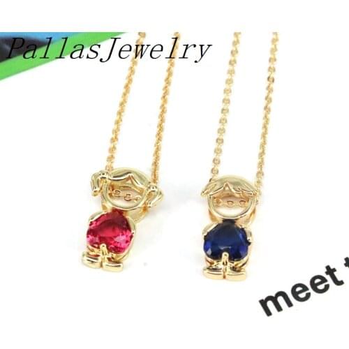 10Pcs Crystal Boy and Girl Charms Pendant Chain Necklace Women Trendy Jewelry Crystal Zirconia Body Decorations