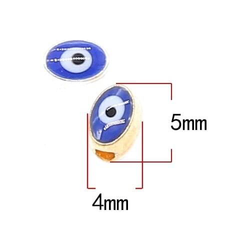 10pcs high quality new 4 * 5mm oval beads, DIY bracelet beads for jewelry, zinc alloy double-sided evil eye spacer beads wholesa