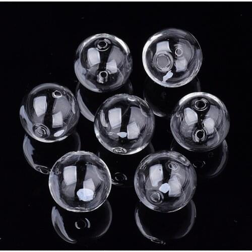 100pcs Handmade Blown Clear Glass Hollow Round Beads 10mm 12mm 16mm 18mm 22mm 25mm