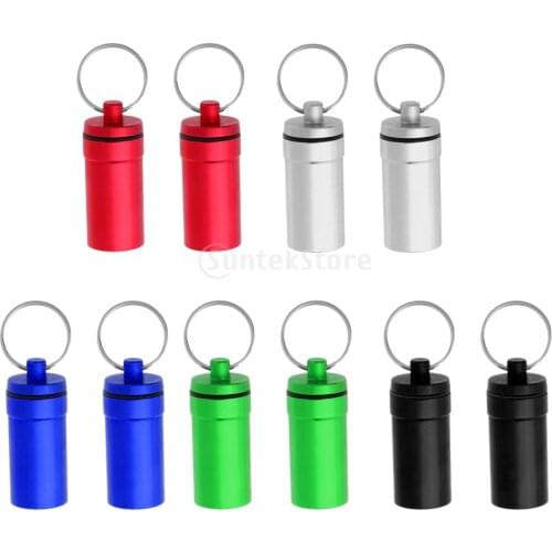 2pcs Pill Box Keychain Camping Waterproof Aluminum Pill Organizer Pendant