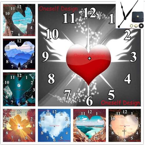 2021love heart 5d diamond embroidery set clock rhinestone pictures diamond painting Mechanical clock decortion home wall sticker