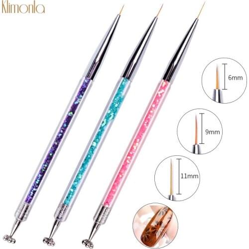 3pcs/lot DIY Nail Drawing Pen Professional Colorful Rhinestone Nail Art Carved Painting Brush Pen UV Gel Nail Salon Tools