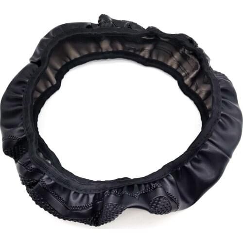 37-38CM PU Leather Car Seden Steering Wheel Cover Black Anti-slip auto accessories
