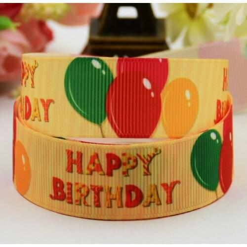7/8'' 22mm,1" 25mm,1-1/2" 38mm,3" 75mm Happy Birthday Cartoon Printed grosgrain ribbon party decoration 10 Yards X-00992