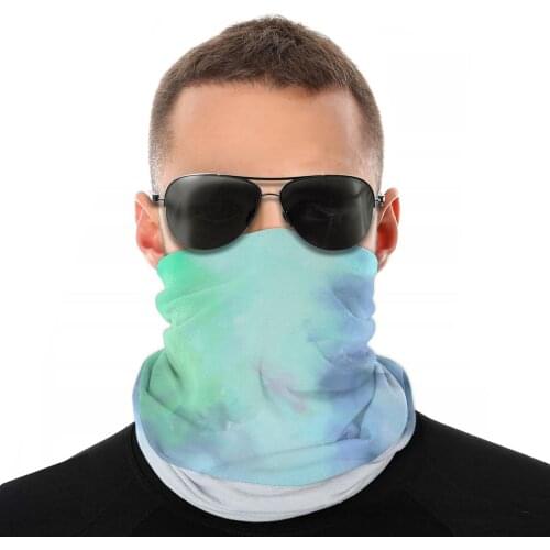 Abstract Green Blue Print Scarf Half Face Mask Unisex Halloween Neck Gaiter Neck Bandanas Polyester Headband Biking Hiking