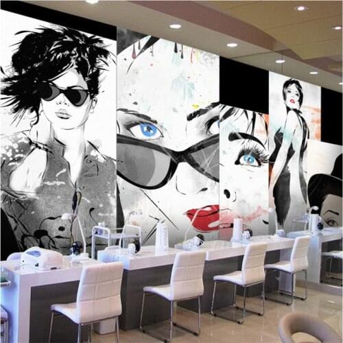 Beibehang Custom Wallpaper Europe and the United States hand - painted beauty clothing cosmetics beauty shop background wall