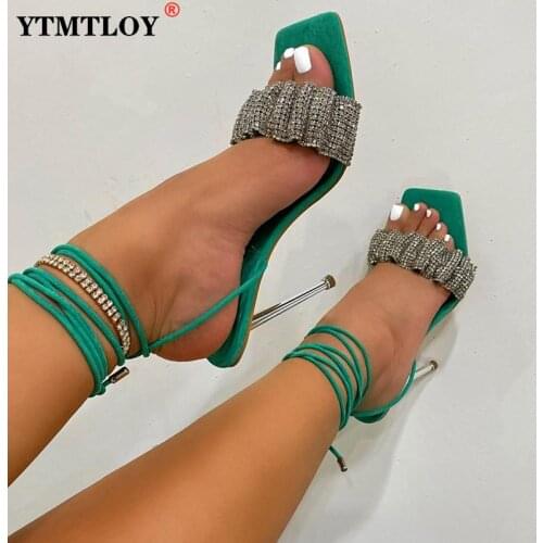 Summer Women High Heels Crystal Sandals Wedding Bridal Stiletto Glitter Prom Elegant Stripper Diamond Shoes Sexy Ankle Strap