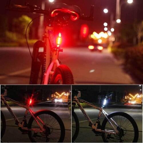 USB Rechargeable Bike Bicycle Cycling 4 Modes 5 LED Front Rear Tail Light Lamp Bike Headlight Cycling LED Flashlight Lantern