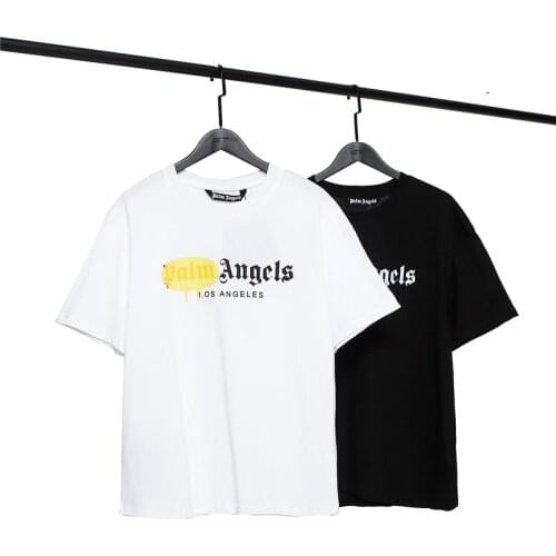 Palm Angels 22SS Letter Logo Men Women Lovers Models Fashion Loose Casual Cotton Short Sleeve Round Neck T Shirt Boyfriend Gift