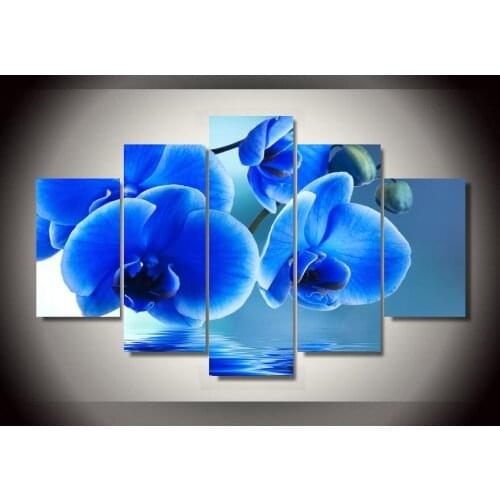 HD Printed Blue orchid flowers Group Painting childrens room decor print poster picture canvas Free shipping