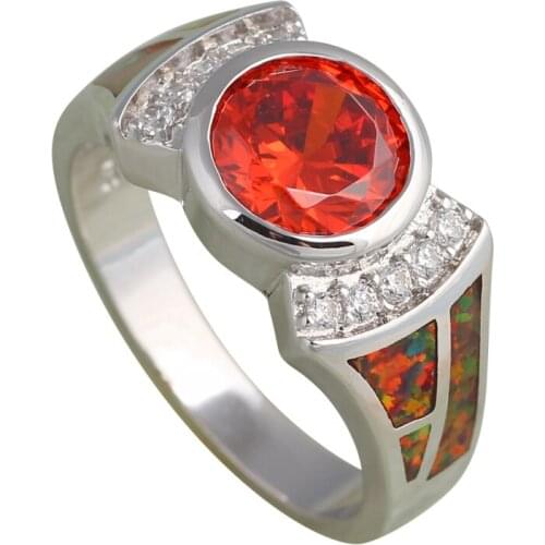 Fine jewelry Orange Zirconia Rings for Ladies Orange Fire Opal Silver Stamped Fashion Jewelry Rings USA Sz #6#7#8#9 OR679A