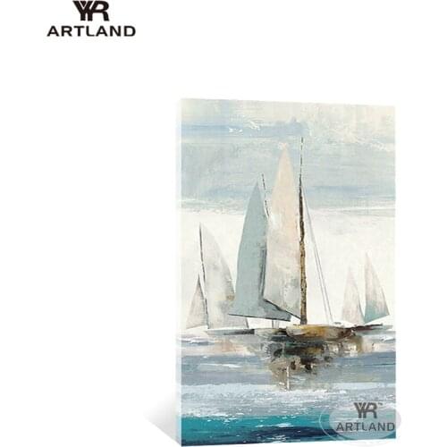 Morden Abstract sailboat seascenery wall art picture Hand drawn acrylic oil painting on canvas home decor for living room sofa